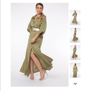 Green olive maxi dress